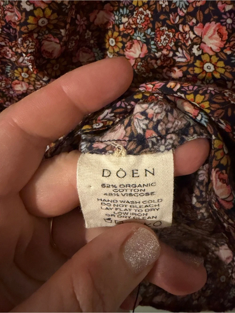 Doen blue canyon floral small Floral Puff-Sleeve Button-Up Blouse rose